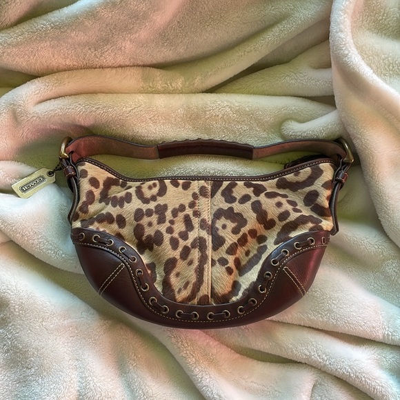 Vintage Coach Leopard Print Pony Hair Shoulder Bag - Picture 6 of 6